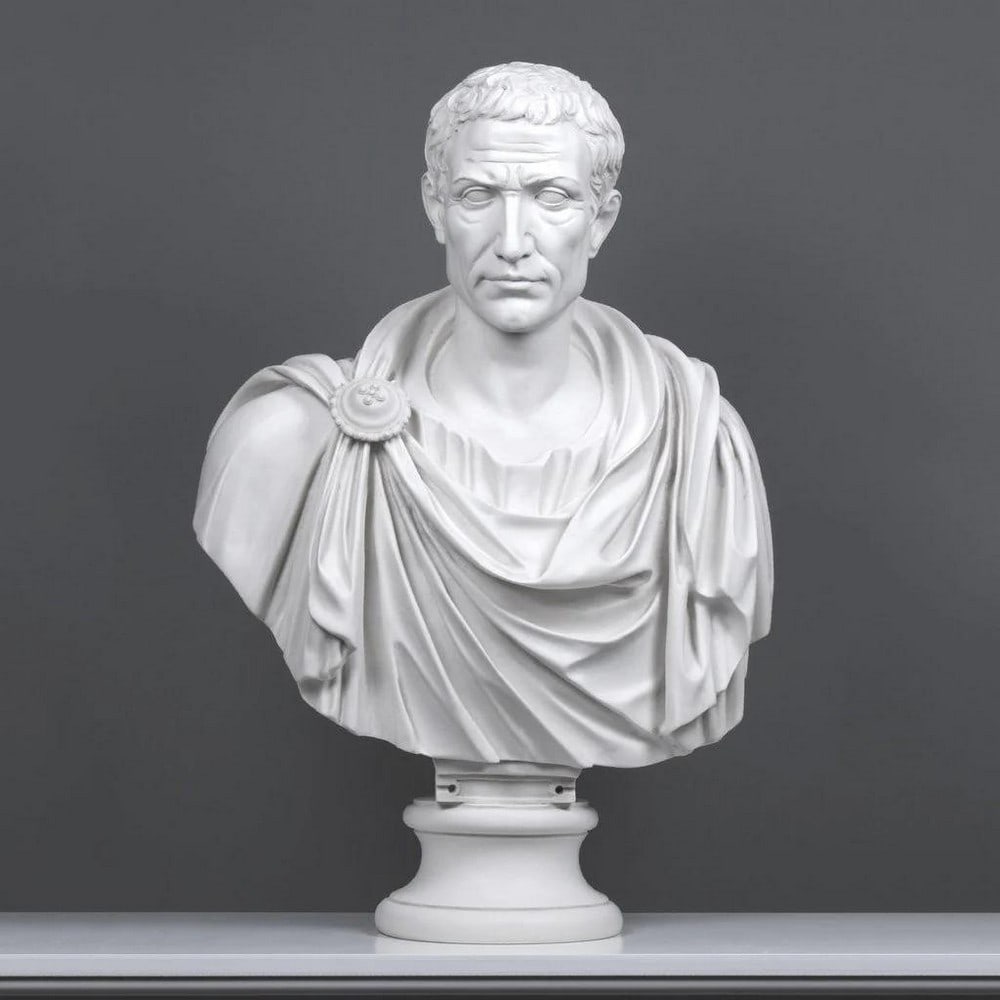 White Carrara Marble "Julius Caesar" Bust Sculpture - (44lbs) (1 of 7)