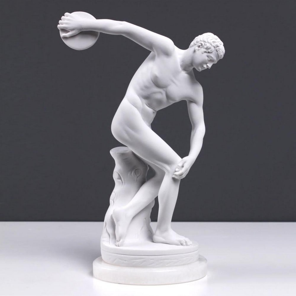 Discobolus: The Iconic Athletic Replica Sculpture - (1.5lbs): Discobolus: The Iconic Athletic Replica Sculpture - (1.5lbs) The Discobolus statue is a reduced replica of the Roman original housed in the Palazzo Massimo, National Museum in Rome. Created by the
