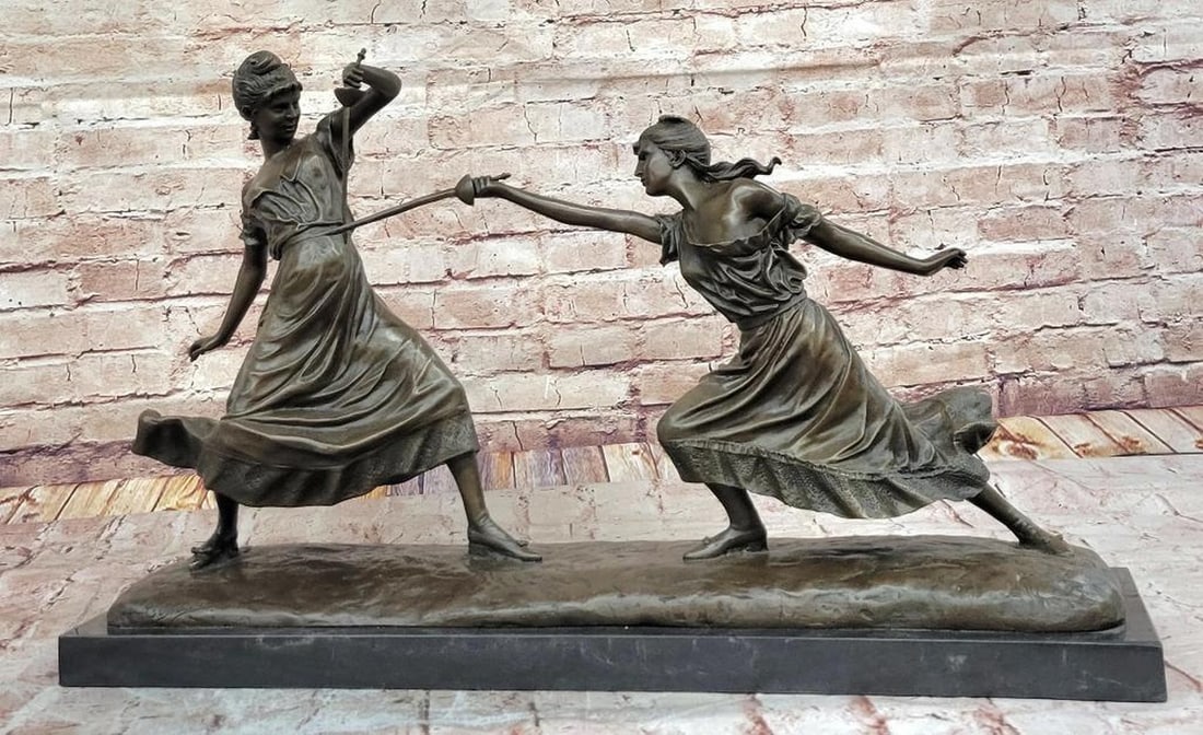 Female Fencer Bronze Sculpture Inspired by Drouot – 16" x 24.5" (1 of 6)