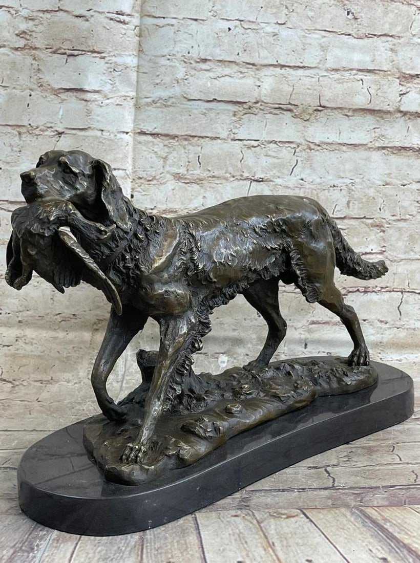 Hunting Dog with Game Bronze Sculpture Inspired by Barye - 12" x 18" (1 of 6)