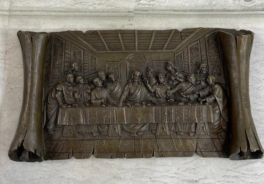 Stunning Bas Relief Da Vinci`s Masterpiece Last Supper Bronze Sculpture Wall Art (1 of 4)