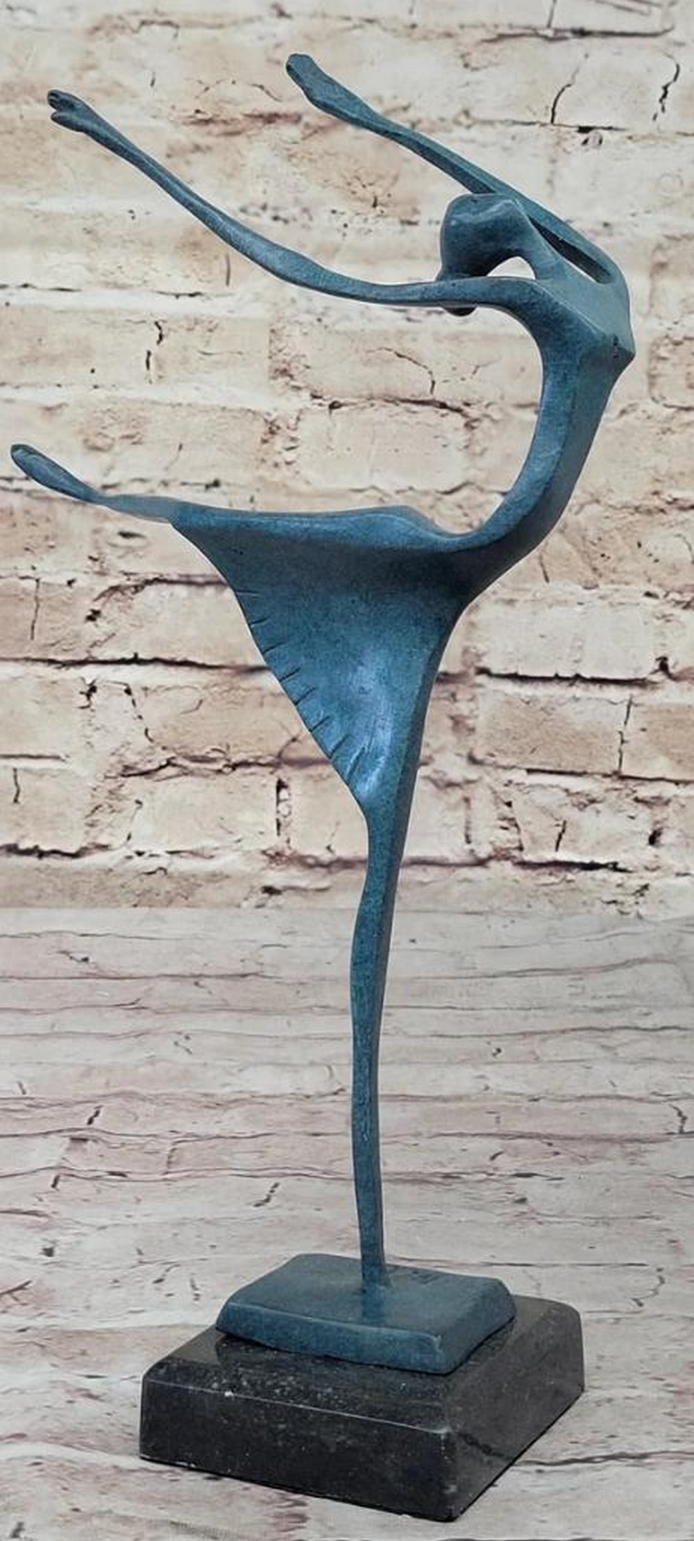 Ethereal Elegance: Milo's Signed Original Green Patina Bronze Sculpture on Marble Base - 11" x 7" (1 of 6)