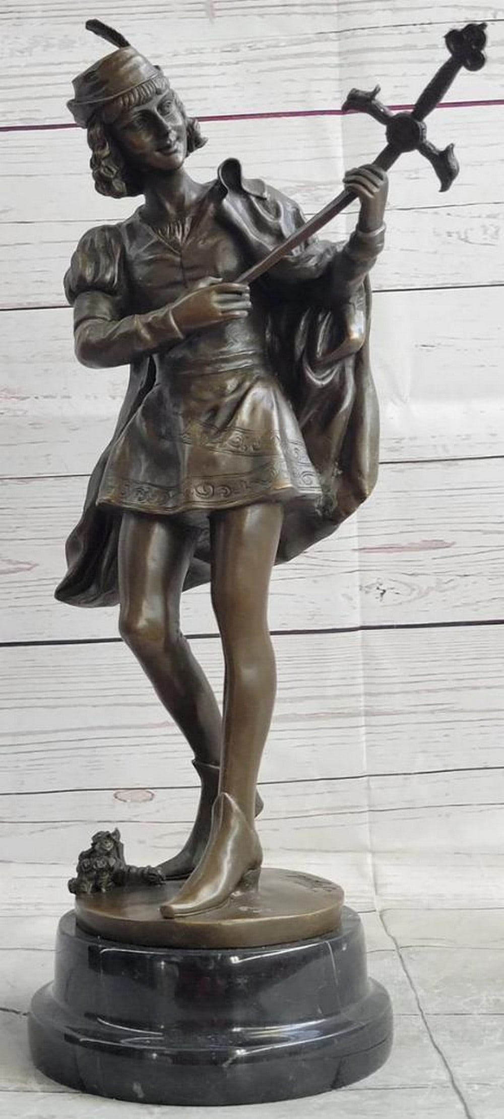 Knight's Valor: Bronze Sculpture Inspired by Leon Fagel on Marble Base - 16" x 11": Knight's Valor: Bronze Sculpture Inspired by Leon Fagel on Marble Base - 16" x 11" Step into the medieval world with Leon Fagel's remarkable bronze sculpture, "Knight's Valor,