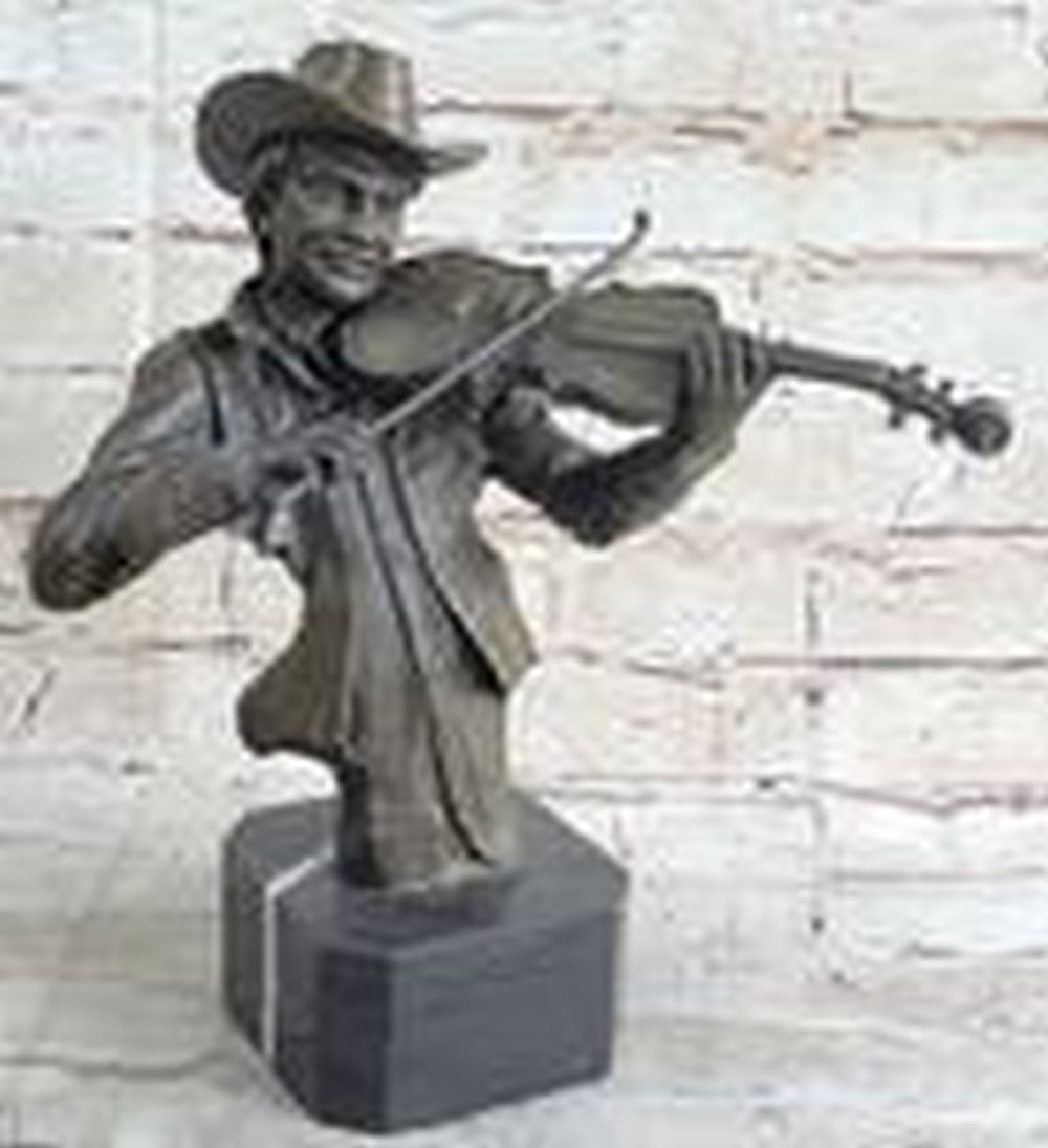 Cowboy Playing Fiddle Music Bronze Sculpture (1 of 4)