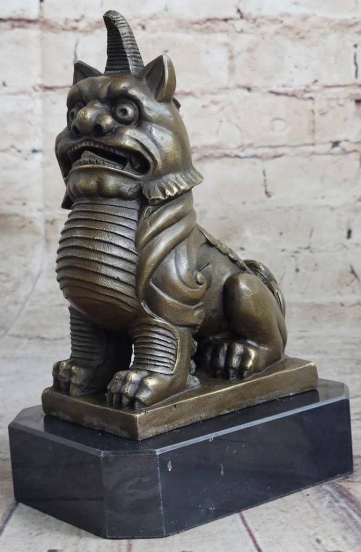 Embodying Feng Shui Grace Erte's Guardian Foo Dogs Guardian Lion Door Statue - 7.5" x 5" (1 of 5)