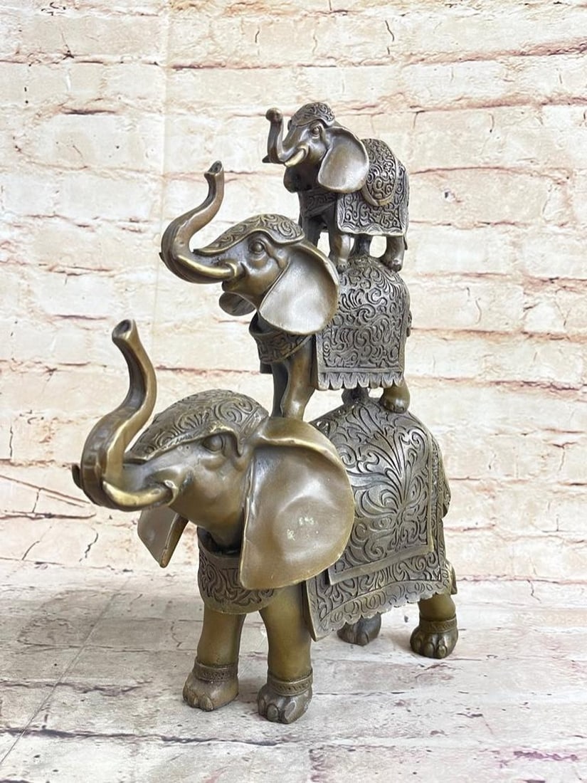Bold And Beautiful Elephants Bronze Sculpture (1 of 8)