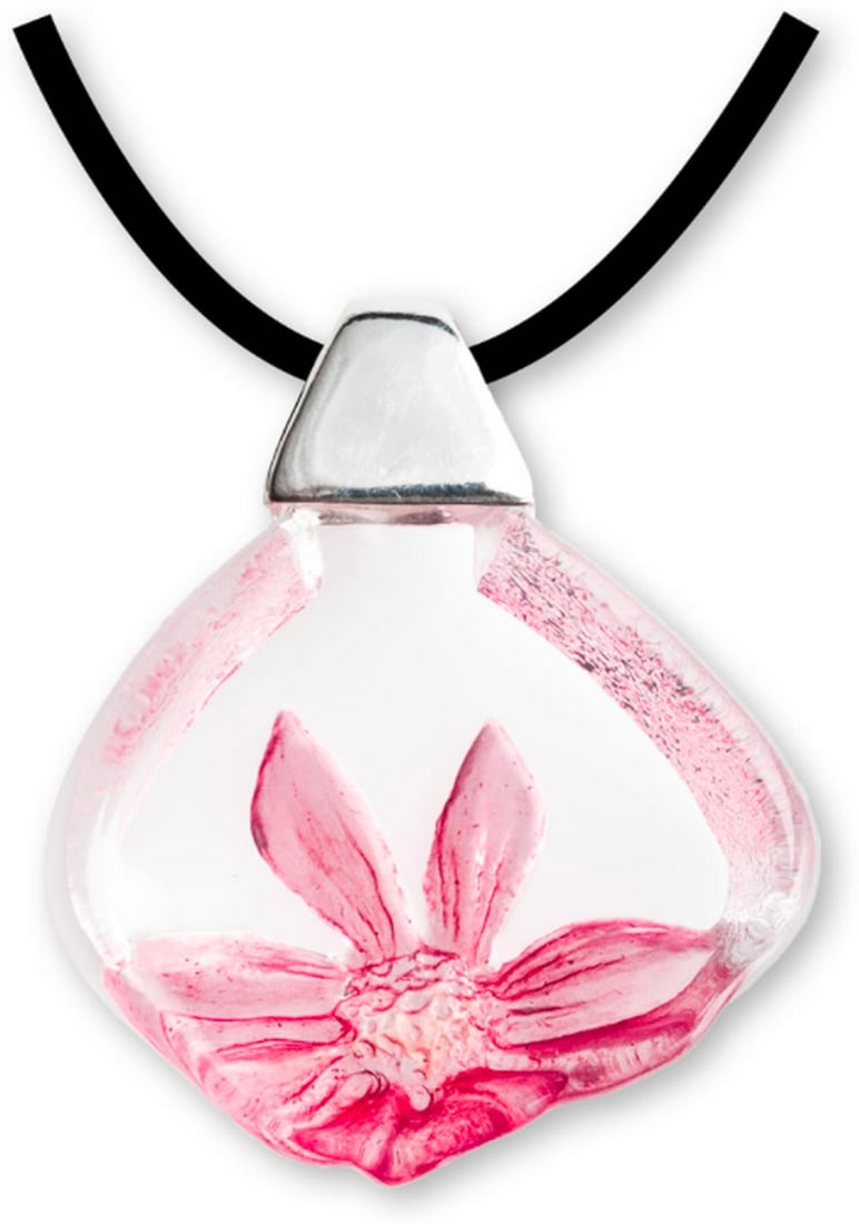 Pink Anemone Crystal Necklace: Pink Anemone Crystal Necklace The key to your heart. We consider this to be sculpture you can wear! This beautiful necklace is made of crystal that has been cast, sandblasted and hand-painted with