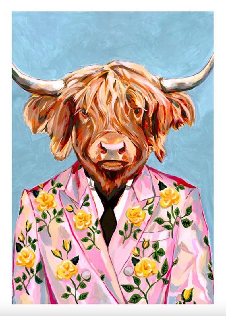 Artsy Cow Dressed Up Poster (1 of 1)