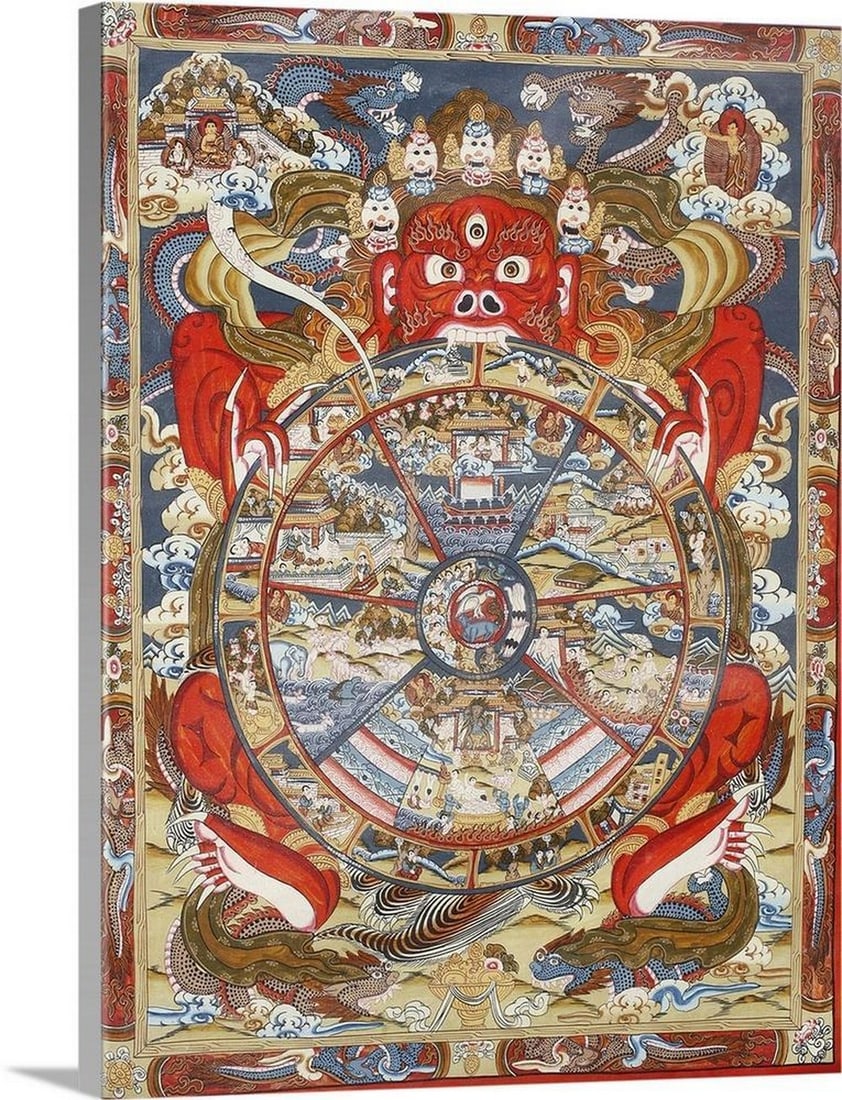 Wheel of Samsara Canvas Reproduction: Wheel of Samsara Canvas Reproduction Size: Width: 18 inches, Height: 24 inches View photos for further details.