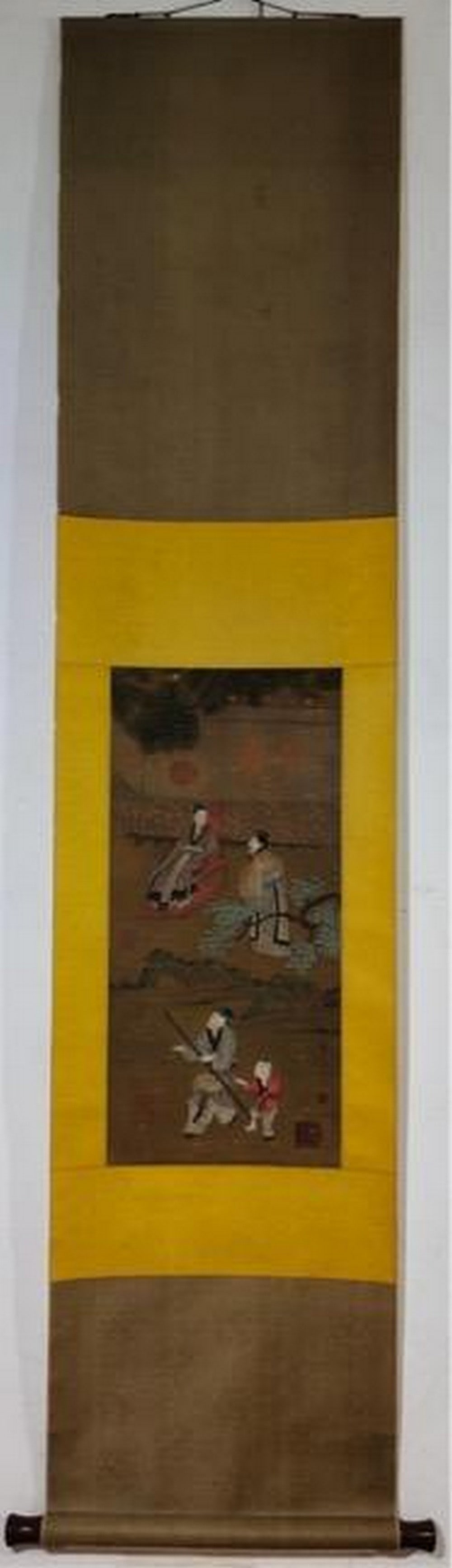 Story silk scroll by Qiu Ying: Story silk scroll by Qiu Ying Chinese Name: ? ?? ????? ?? Dimensions: 63 × 29.5CM Please view photos for further details.