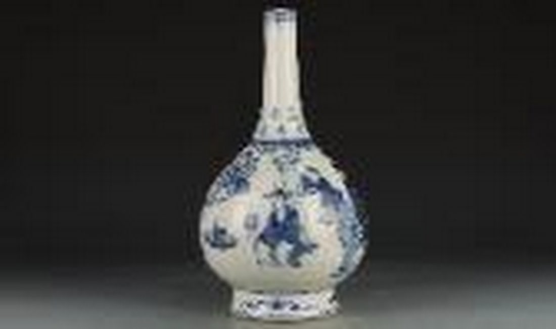 Blue white story vase (1 of 1)