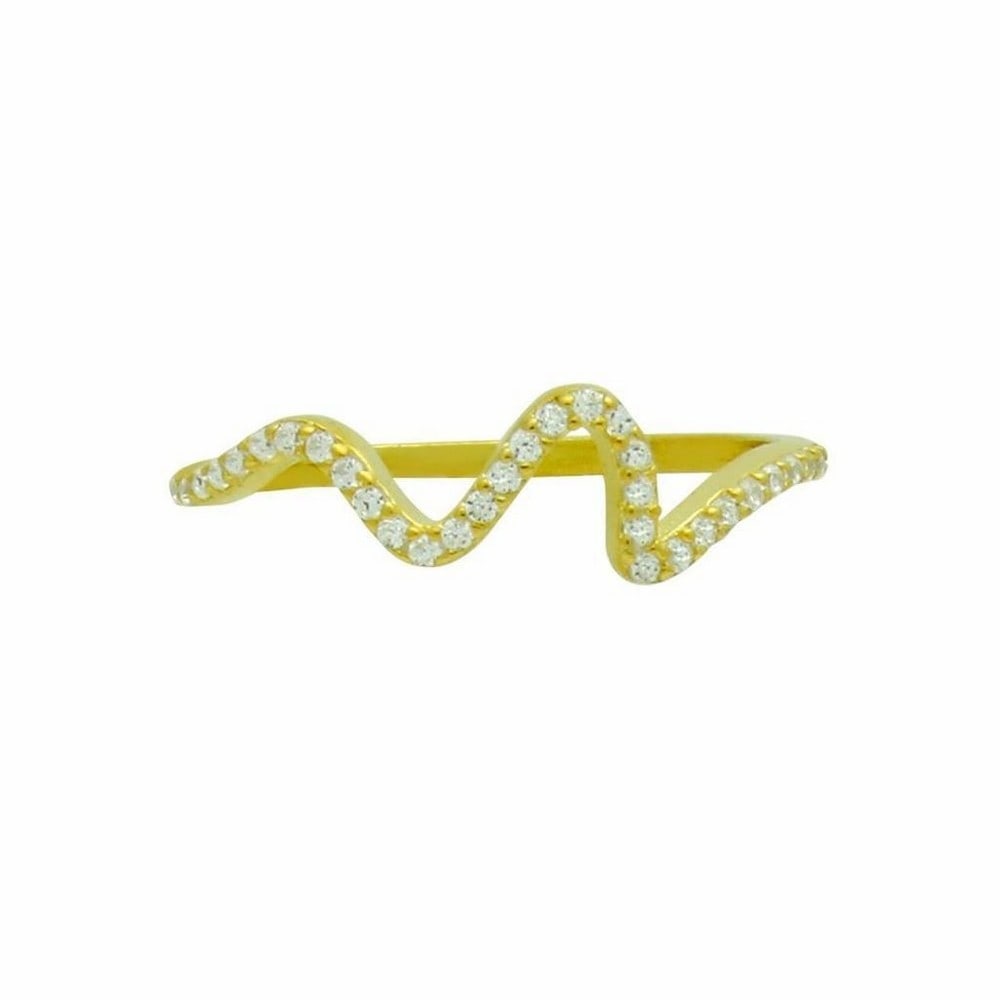 Gold Plated 925 Sterling Silver Wave Design Ring with Austrian Crystals: Gold Plated 925 Sterling Silver Wave Design Ring with Austrian Crystals .925 Sterling Silver, Nickel-free, Gold plated finish, wave design on a ring, We guarantee our Sterling silver merchandise is 9