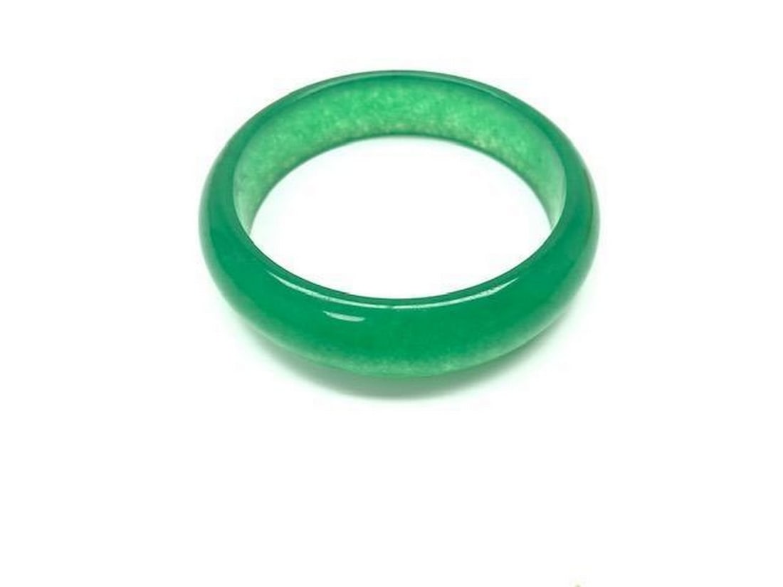 Green Jadeite Carved Bangle - 2