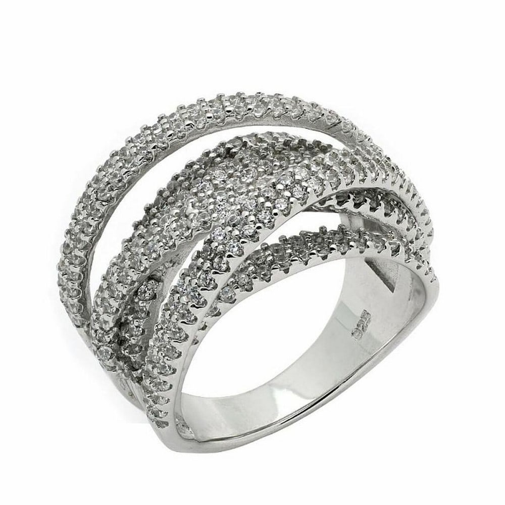 925 Sterling Silver Rhodium Plated Micro Pave Cocktail Ring: 925 Sterling Silver Rhodium Plated Micro Pave Cocktail Ring Ring Size: 9 View Photos For Further Details.