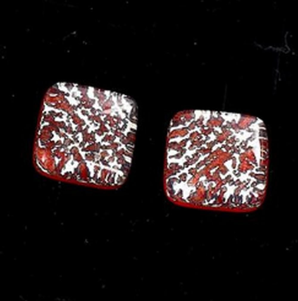 Silver & Red Patterned Murano Glass Cufflinks - 3