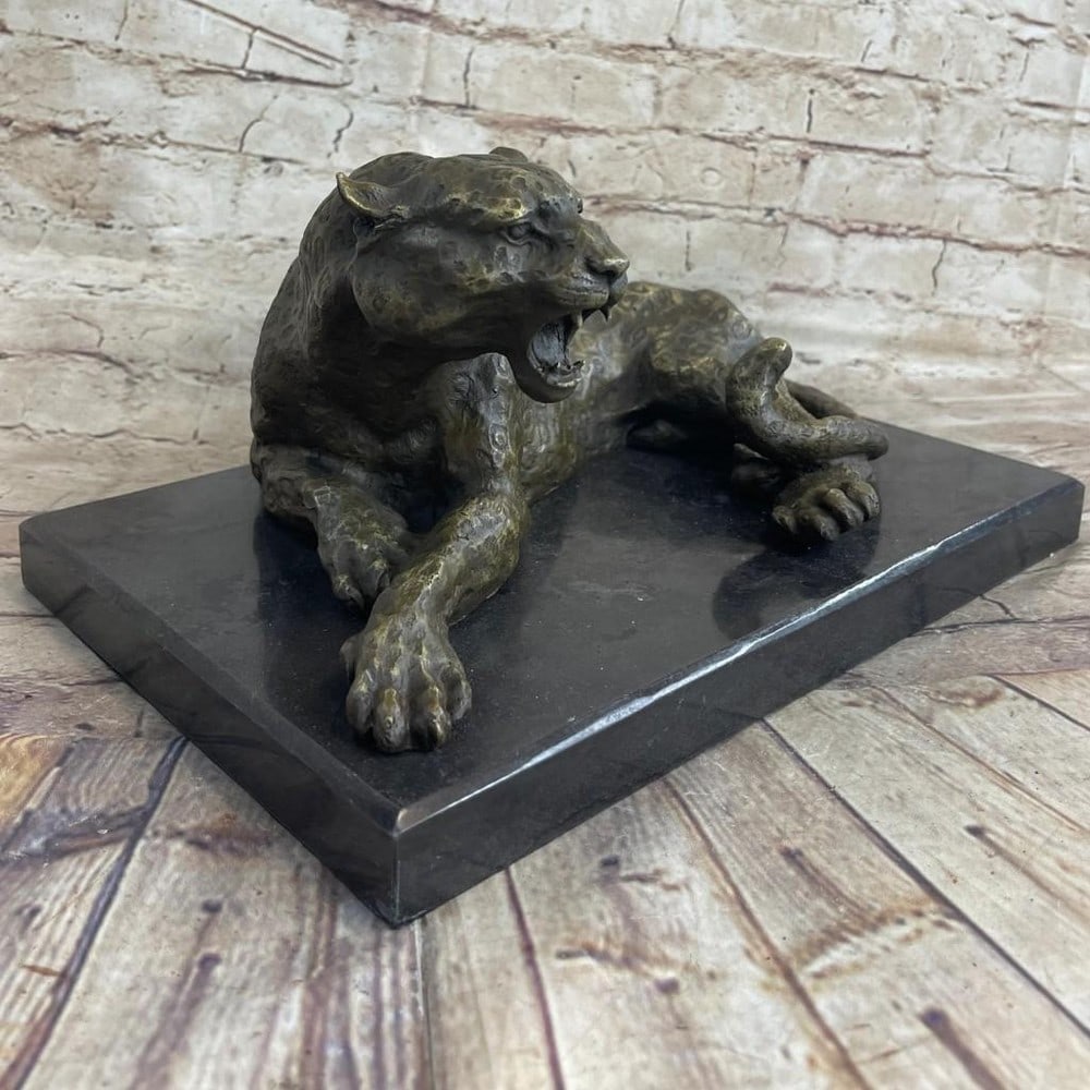 Large Leopard Bronze Sculpture - 3