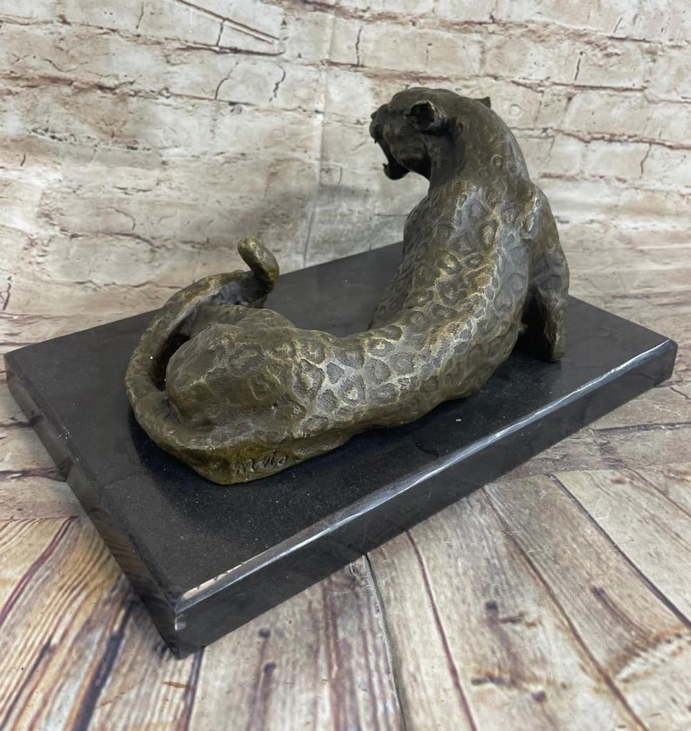Large Leopard Bronze Sculpture - 4