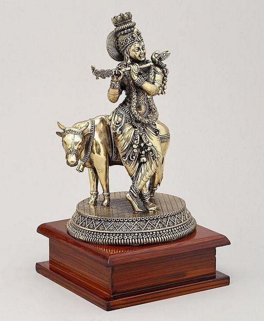 5" Brass Panchamukhi Hanuman in Seated Posture on Wooden Base (1 of 4)