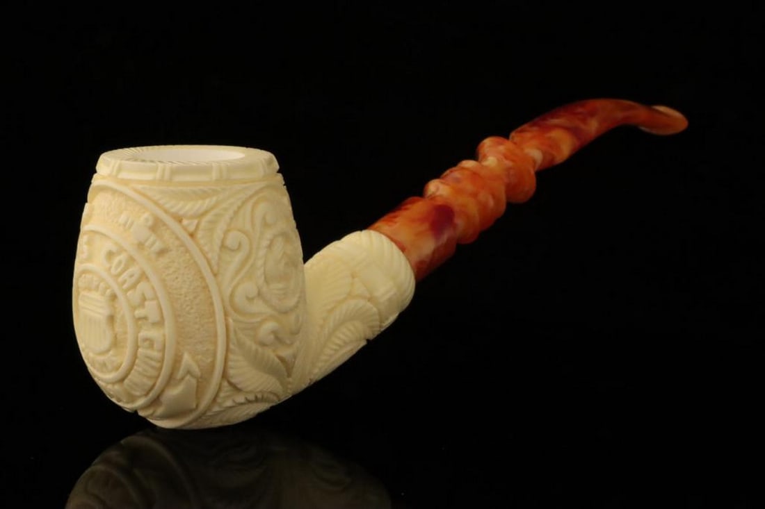 US Coast Guard-Themed Block Meerschaum Pipe with Fitted Case (1 of 4)