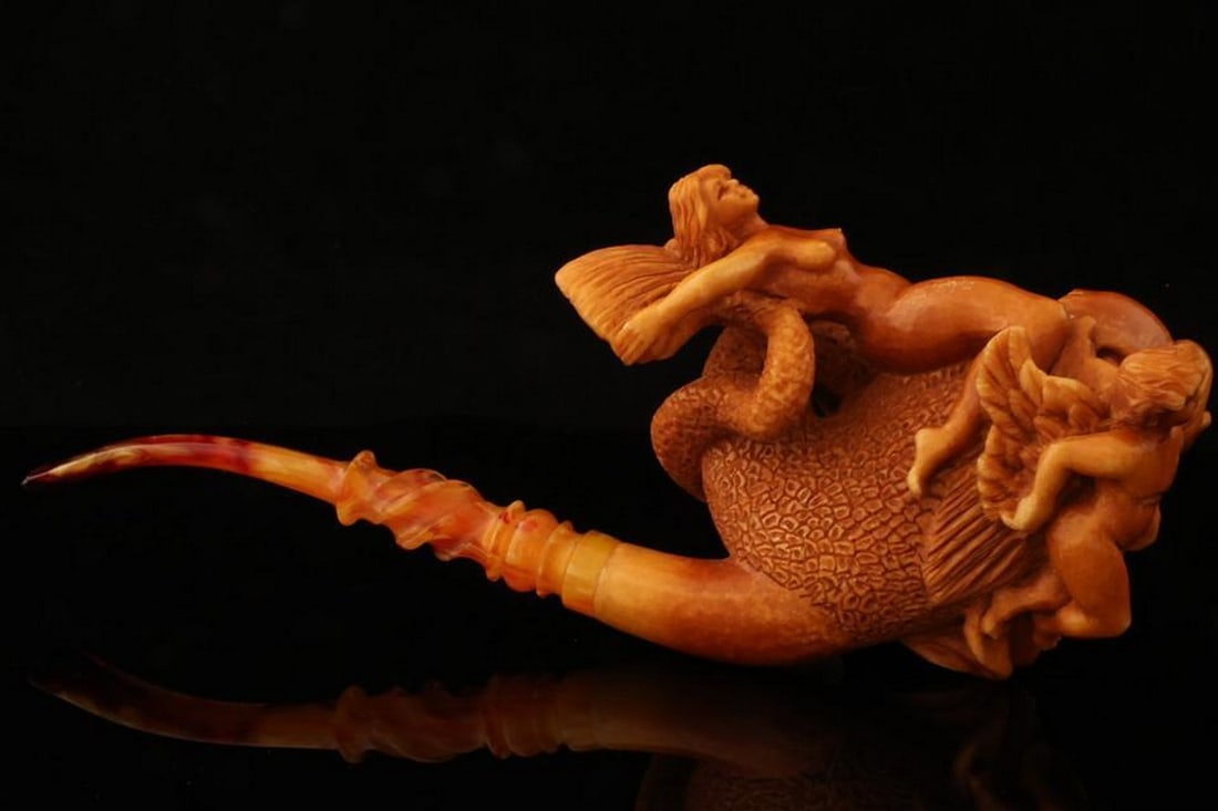 Ikhthyes Legendary Myth Block Meerschaum Pipe with Fitted Case (1 of 5)