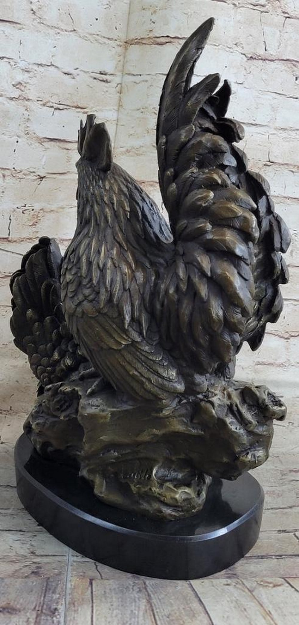 Two Roosters Bronze Statue - 4
