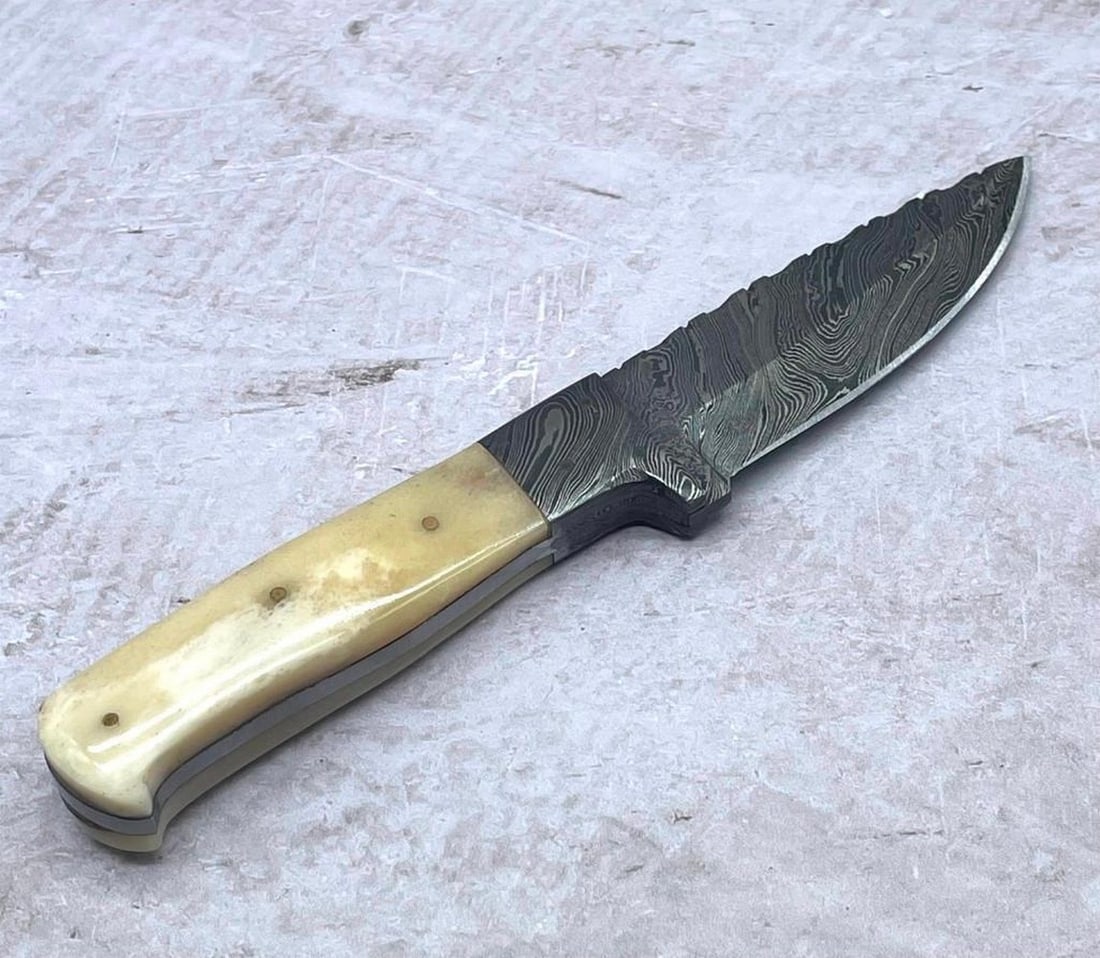 9" Straight Back Full Tang Damascus Blade: For Auction Is A Stunning Handmade 9" Damascus FULL TANG Drop Point Blade *With Hand Crafted & Hand Stitched Leather Sheath Each blade is created Using 256 Layers Of 1095 and 15N20 High
