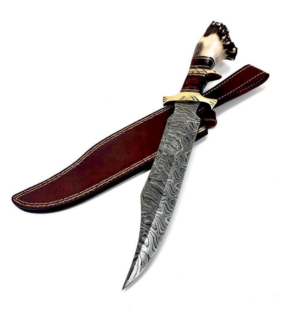 Bone Handle Brass Insert Custom Designed Damascus (1 of 3)