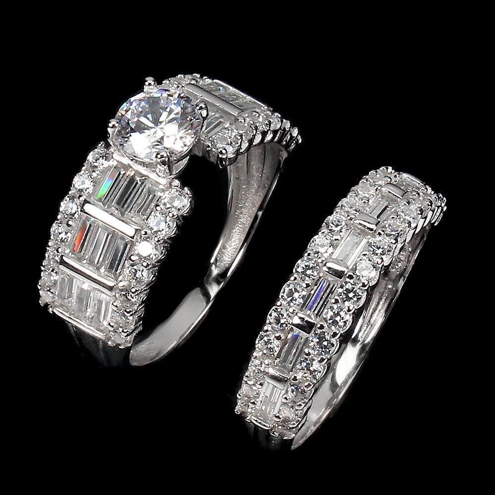 White CZ Size 7 Ring Pair - 2