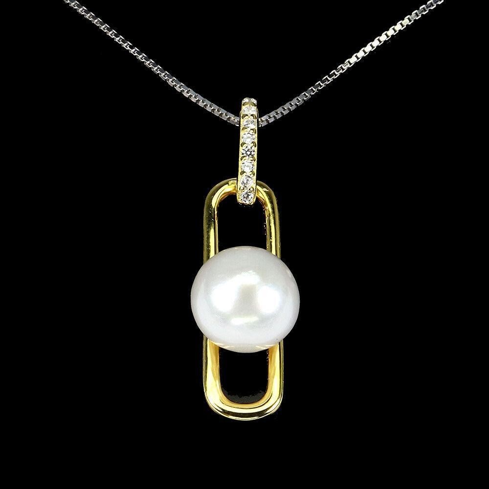 Round White Pearl 8mm Simulated Cz 925 Sterling Silver Necklace: Round White Pearl 8mm Simulated Cz 925 Sterling Silver Necklace Elevate your elegance with our Round White Pearl Necklace, a timeless piece that embodies classic beauty and sophistication. This exqu