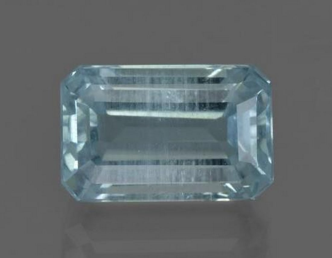 6.01 ct Natural Light Blue Aquamarine, Octagon Facet, VS, India: 6.01 ct Natural Light Blue Aquamarine, Octagon Facet, VS, India Natural aquamarine weighing 6.01 carats, cut in an octagon facet with light blue color. The gem measures 12.63 x 8.15 x 7.08 mm and