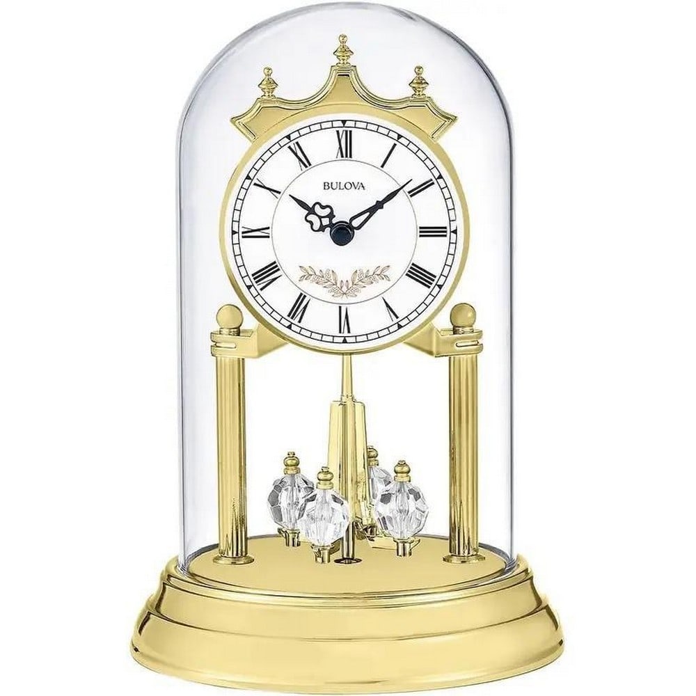 Gold-Finished Crystal Dome Mantel Clock (1 of 3)