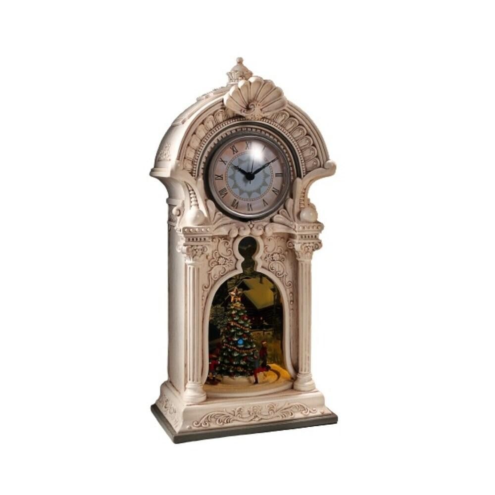 Festive Grandfather Clock Christmas Tabletop Decoration: Festive Grandfather Clock Christmas Tabletop Decoration Add a touch of timeless holiday elegance with this grandfather clock tabletop decoration. Featuring a traditional-style Christmas tree set