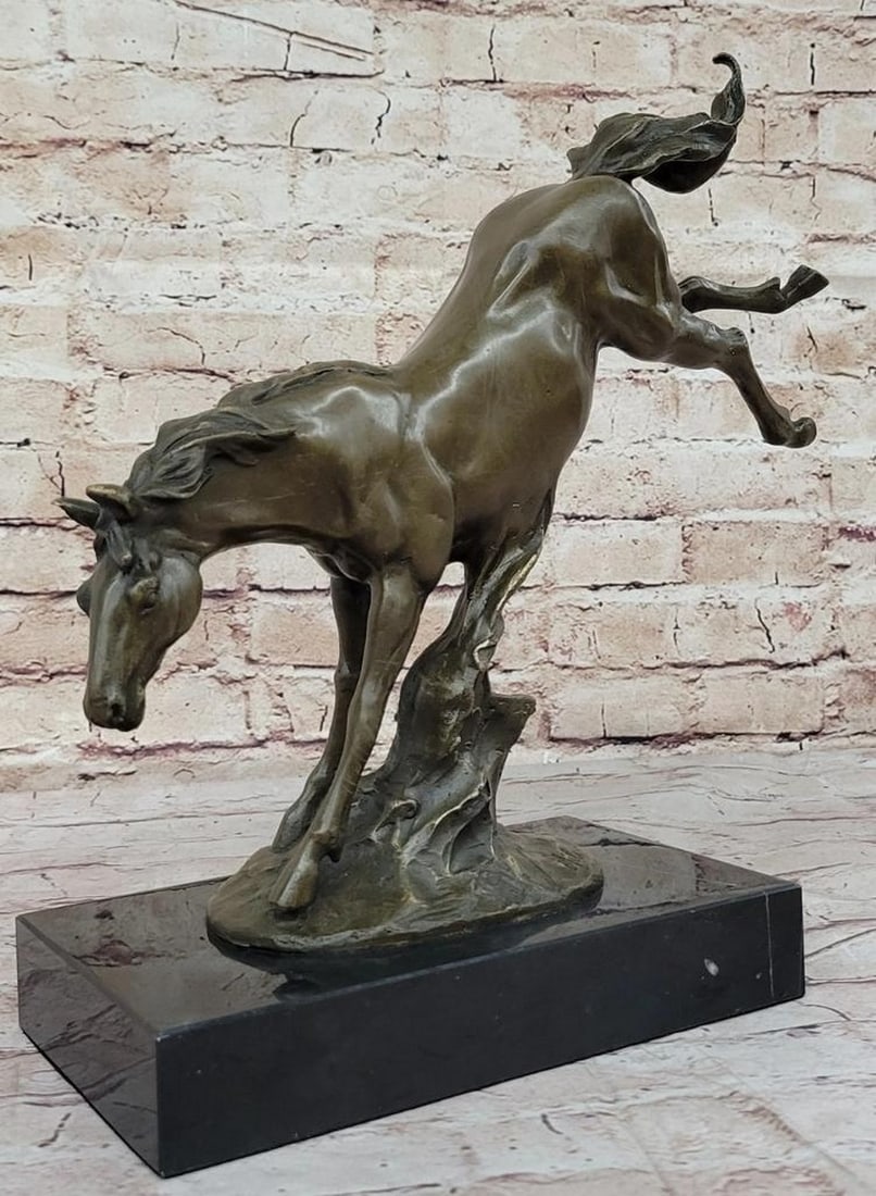 Dynamic Freedom - Original Bronze Horse Sculpture Signed by Milo on Marble Base - 13.5" x 14": Dynamic Freedom - Original Bronze Horse Sculpture Signed by Milo on Marble Base - 13.5" x 14" Experience the untamed spirit of the wild with this modern horse sculpture titled "Dynamic Fr