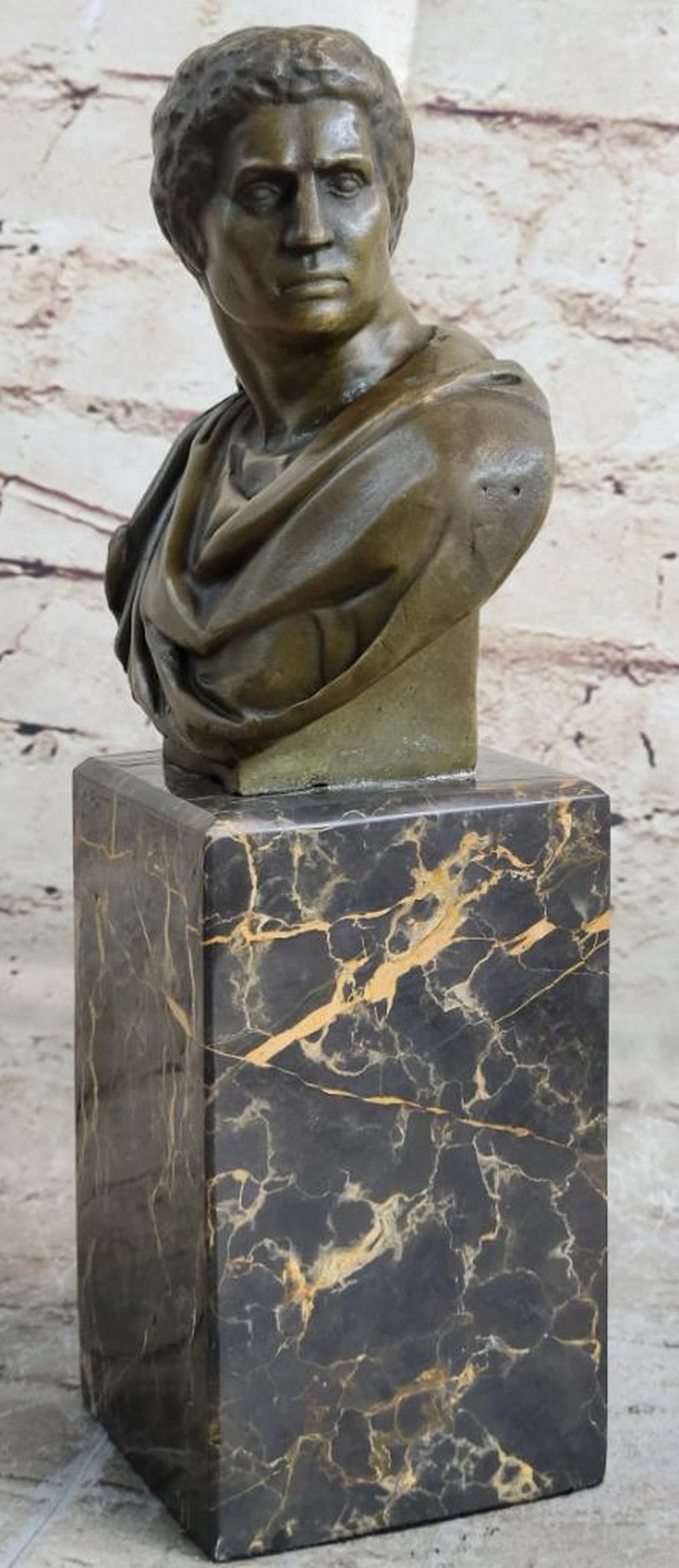 Original Caesar Vatican Bust Bookend Bronze Sculpture On Marble Base - 8lbs (1 of 6)