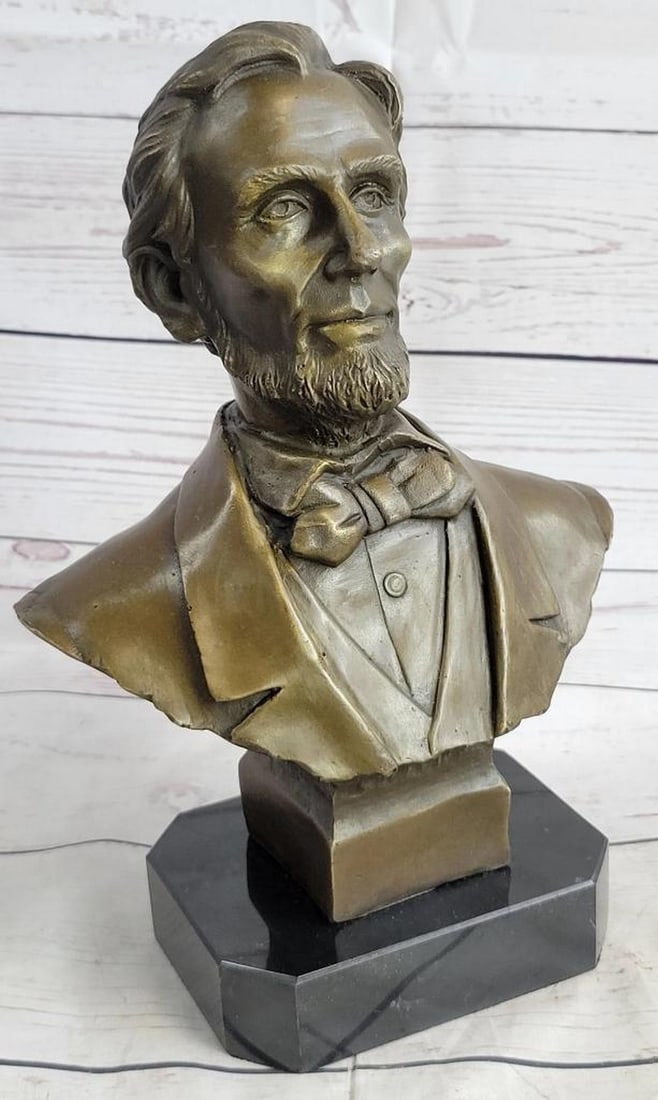 Abraham Lincoln Bronze Bust Sculpture On Marble Base - Signed Original - 10lbs (1 of 9)