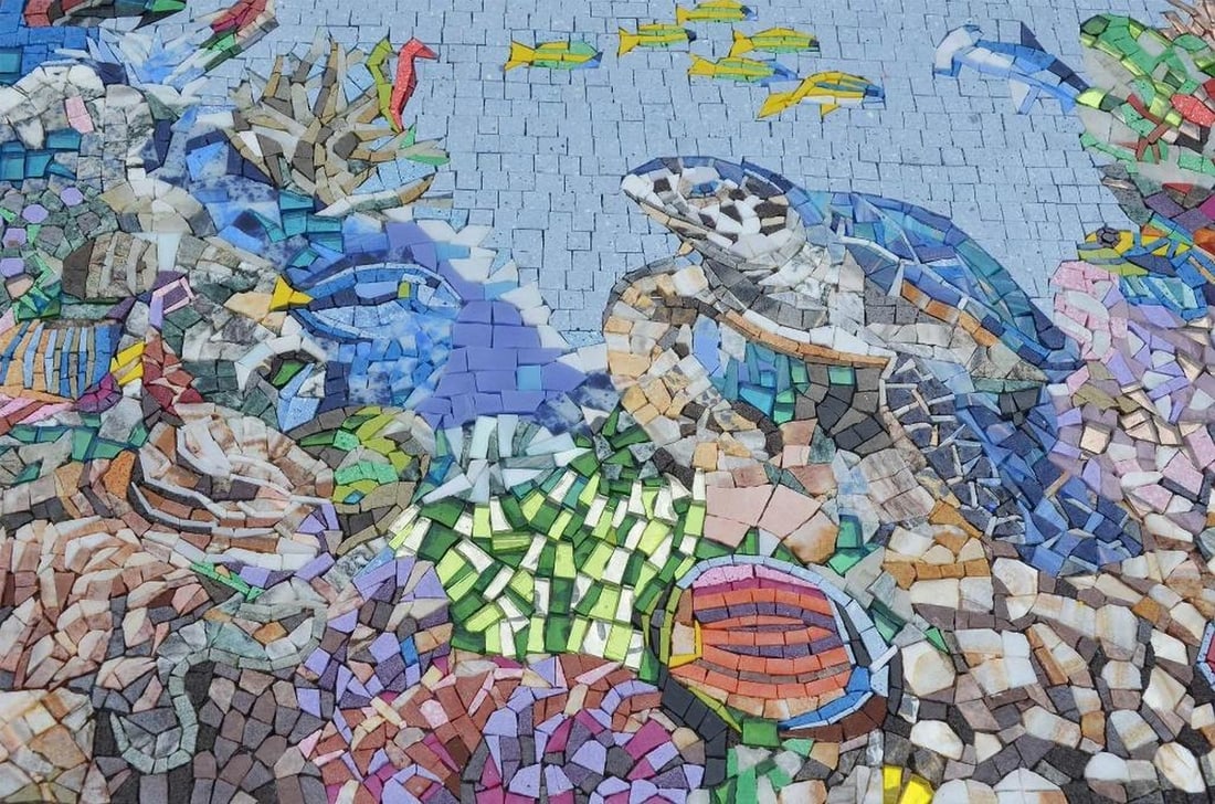 Turtle Reef Mosaic Pool Art - 2