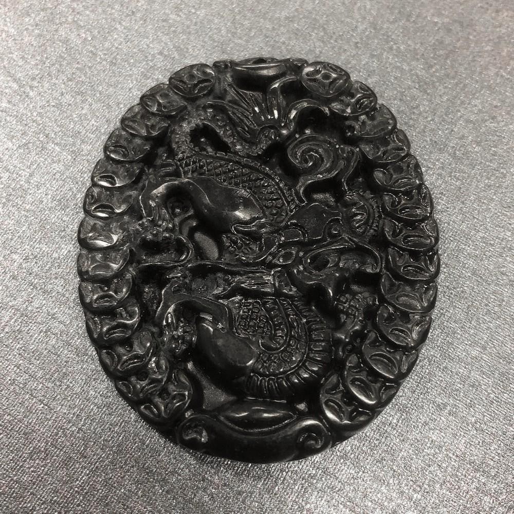 Asian Green Finely Carved Dragon Medallion: Asian Green Finely Carved Dragon Medallion. In Chinese Culture The Dragon Symbolizes Strength And Power. View Photos For Further Details.