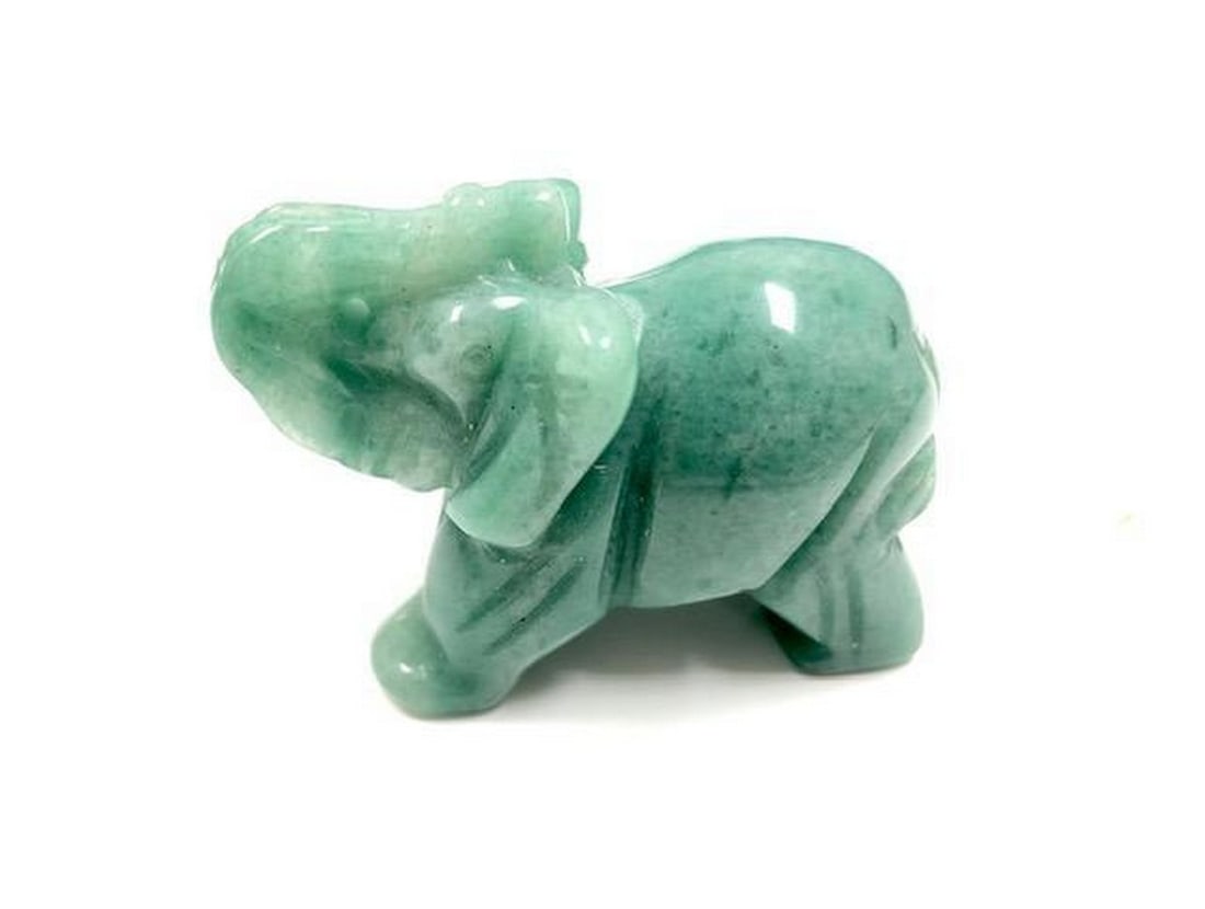 Asian Hand Carved Green Jade Elephant Figure (1 of 3)