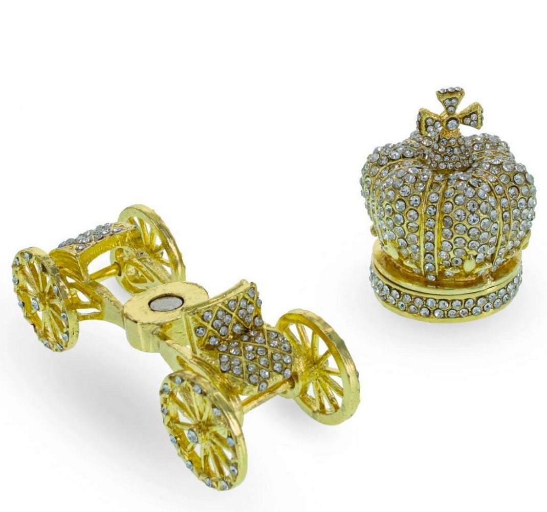 Rhinestone Crystal Coach Crown Trinket Box - 2