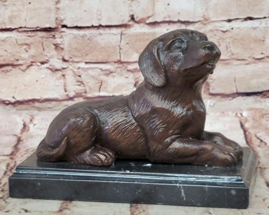 Poppy Labrador" Bronze Puppy Sculpture – Adorable Dog Figurine on Marble Base – 6" x 8: "Poppy Labrador" Bronze Puppy Sculpture – Adorable Dog Figurine on Marble Base – 6" x 8" Inspired by the loyalty and charm of man’s best friend, this delightful bronze sculpture