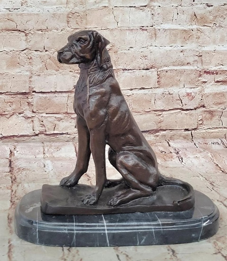 Noble Guardian" Bronze Dog Sculpture – Canine Statue on Marble Base – 10" x 10: "Noble Guardian" Bronze Dog Sculpture – Canine Statue on Marble Base – 10" x 10" Inspired by the loyalty and strength of the Labrador breed, this finely detailed bronze sculpture
