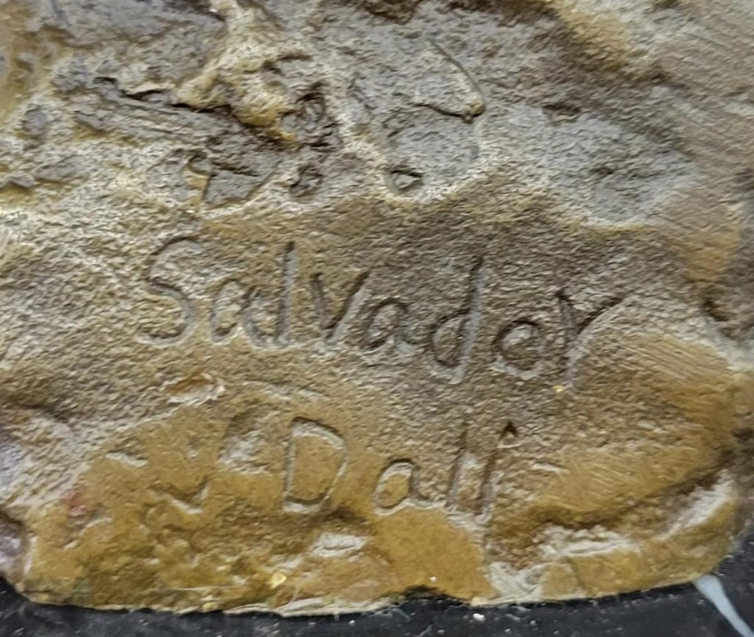 Silence" Abstract Dali-Inspired Bronze Face Sculpture – 18" x 7 - 6