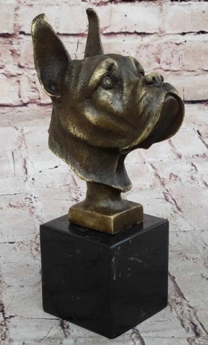 Boxer Dog Bust Bronze Sculpture - 2