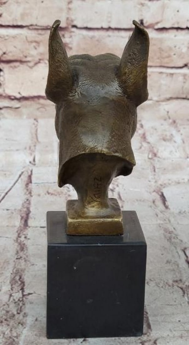 Boxer Dog Bust Bronze Sculpture - 4