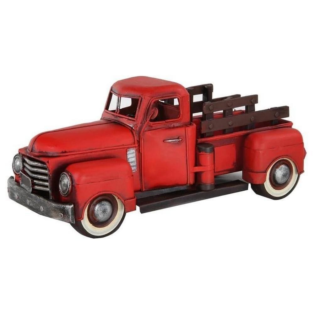 1950 Red GMC Pickup Series FC101 Die Cast Figurine: 1950 Red GMC Pickup Series FC101 Die Cast Figurine Beautifully handmade and so each piece is a unique collectible and show piece for your home! Total Dimensions: Height 5" x Width 13" Approx