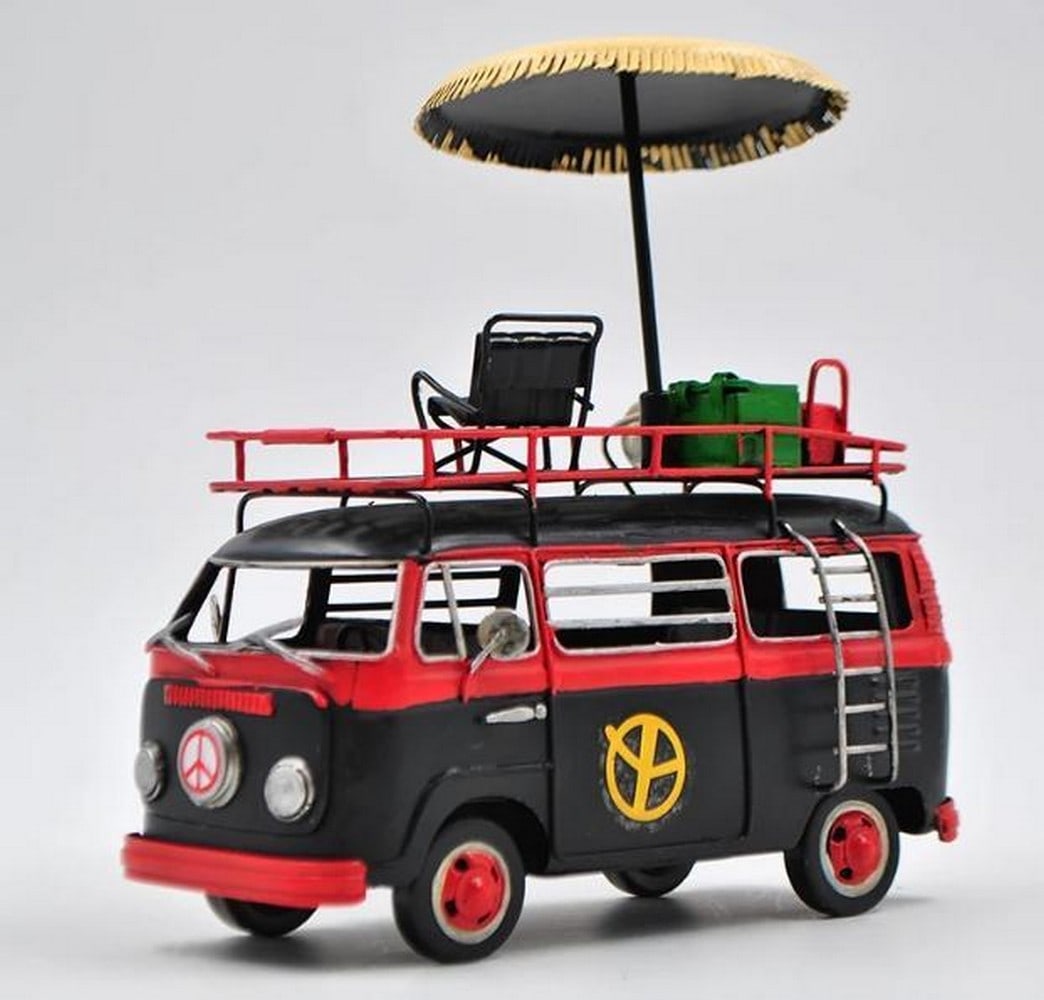 Classic VW Microbus: Black & Red Two-Tone: Classic VW Microbus: Black & Red Two-Tone This 1/24 scale diecast model of the iconic Volkswagen Microbus beautifully combines vintage design with a playful, relaxed vibe. The black and red