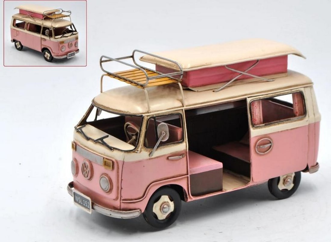 Retro Getaway: 1966 Pink Vintage Camper Bus Model: Retro Getaway: 1966 Pink Vintage Camper Bus Model This beautifully detailed 1:20 scale model of the 1966 Volkswagen Camper Bus is the perfect addition to any home decor, evoking the free-spirited