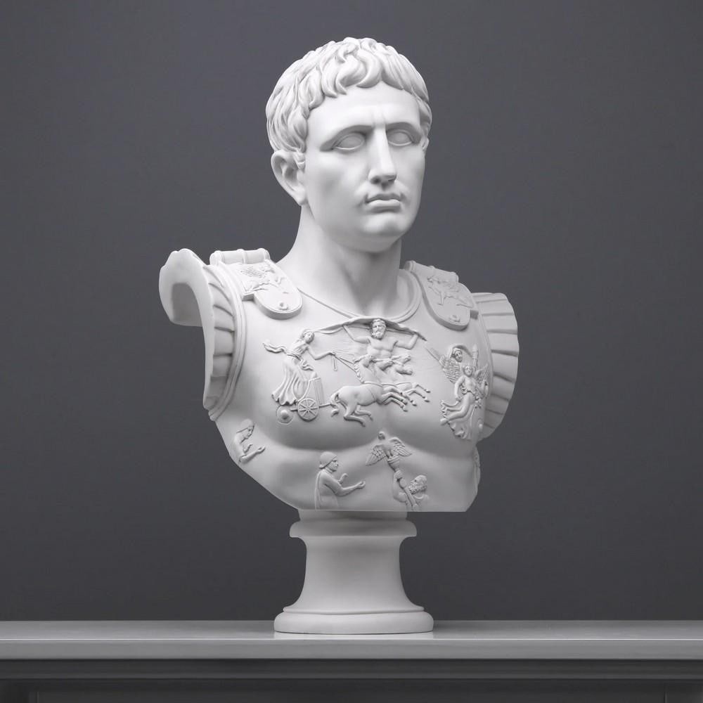 Large Augustus Caesar Bust Sculpture - (35.2lbs) - 2