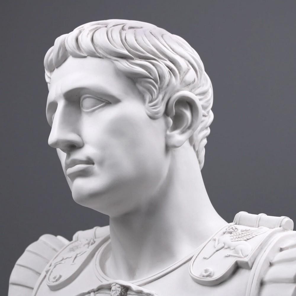 Large Augustus Caesar Bust Sculpture - (35.2lbs) - 6