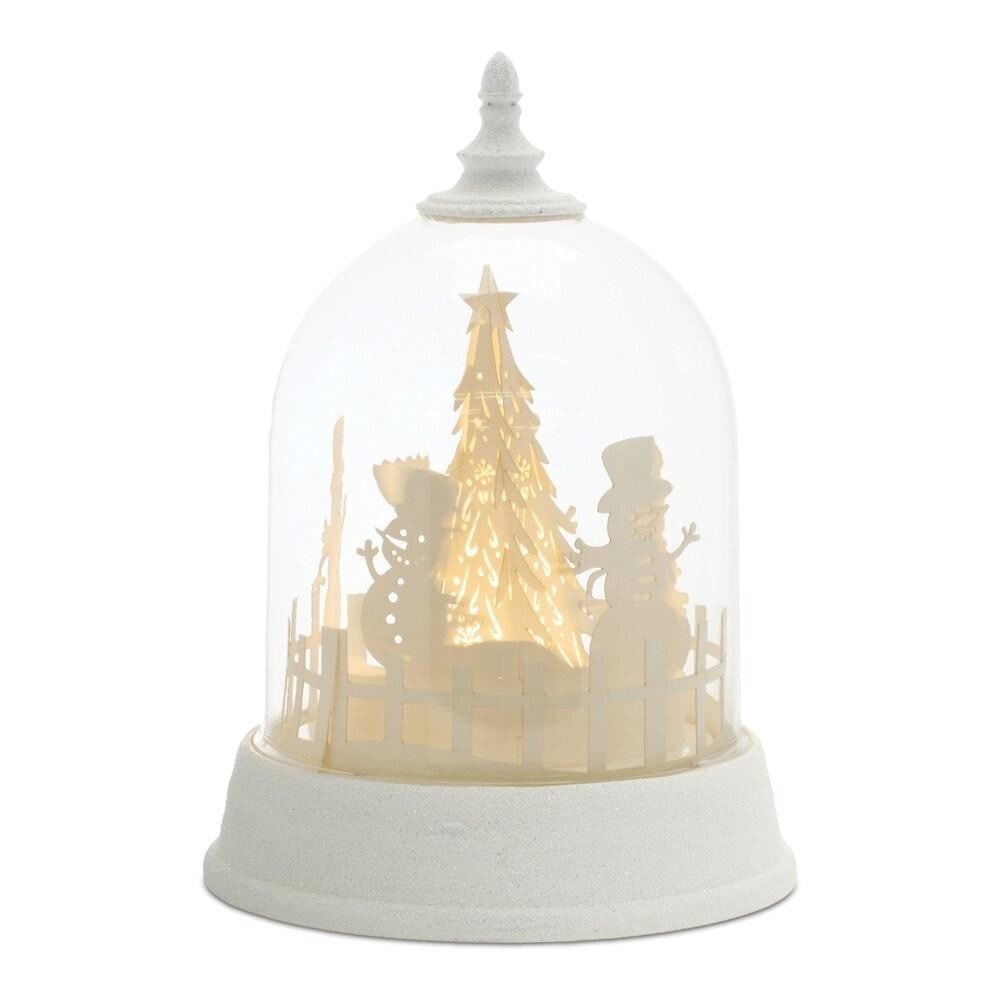 Winter Wonderland Rotating LED Snow Globe: Winter Wonderland Rotating LED Snow Globe Add a festive touch to your holiday décor with this 8.5-inch LED Rotating Globe. Cheerful snowmen circle a classic Christmas tree inside a clear bell jar, i